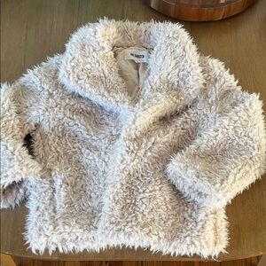 Bb Dakota, women’s faux fur cropped jacket, beige, small